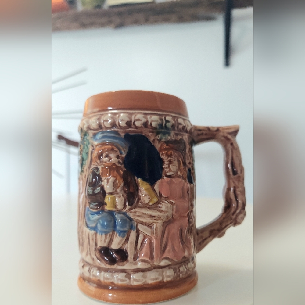 Vintage Ceramic Beer Stein with Rustic Design